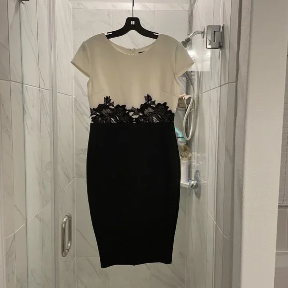 chinese dress ladies AX Paris Black Contrast Lace Top Strappy Bodycon Midi Dress – She Selected main image 1